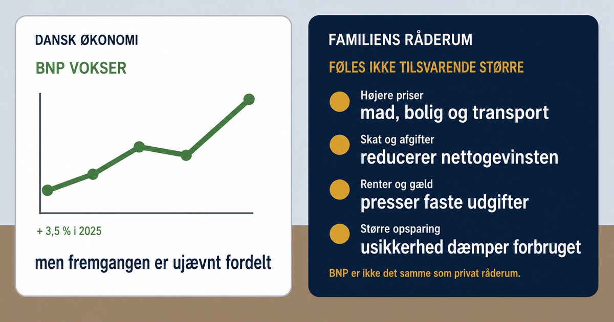 Stigende BNP og et presset dansk husholdningsbudget