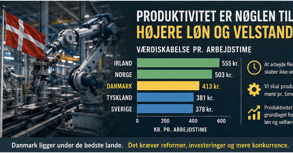 Robotter i dansk industri og grafik om produktivitet